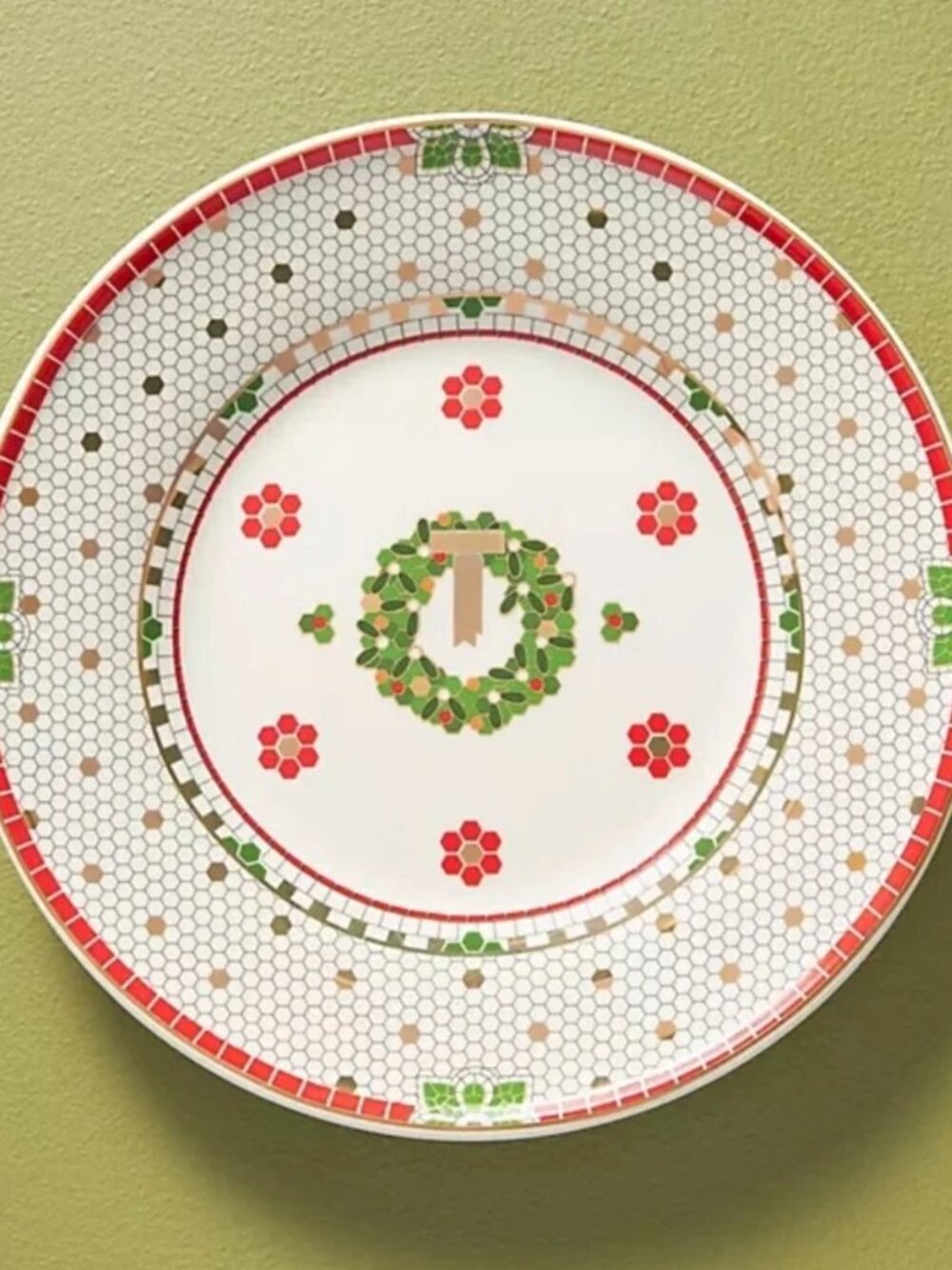 NIB The Bistro Tile Stoneware Dessert Plate: Festive Edition